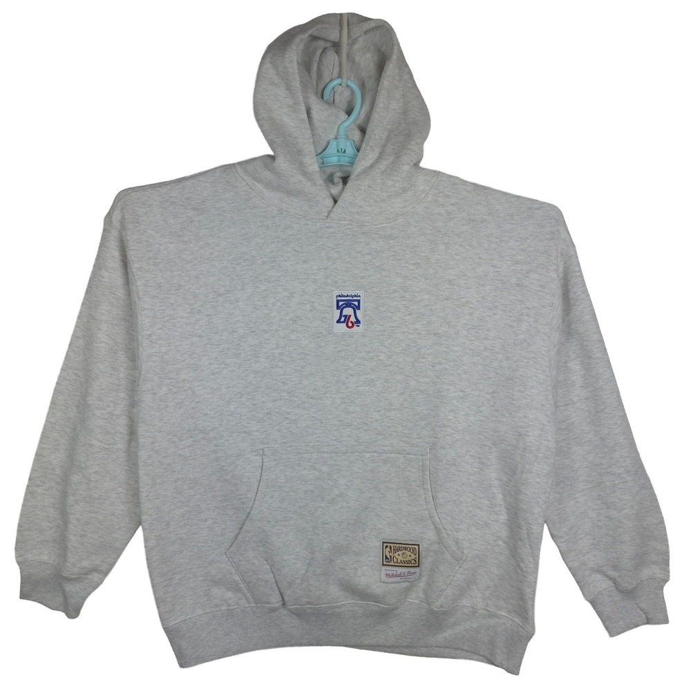 Philadelphia 76ers Mitchell & Ness NBA Medium Hoodie Insignia Team Logo Gray NWT